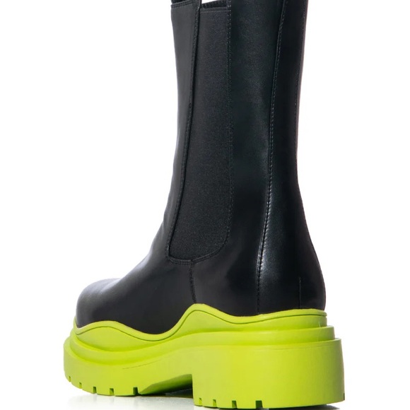 Miz Lime Bottom AZALEA WANG Ghosted Flatform Chelsea Rain Snow Boot 7 7.5 8.5 - Picture 4 of 7